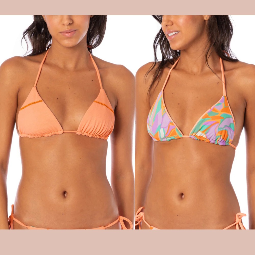 NWD $75 Maaji [ Large ] Vibrant Apricot Balmlike Triangle Bikini‎ Top U1479